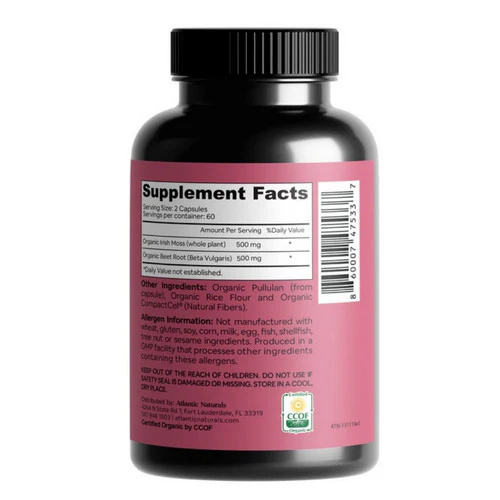 Atlantic Naturals, Organic Sea Moss with Beet Root, 120 Capsules - Image 3