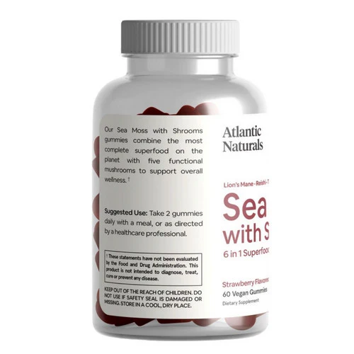 Atlantic Naturals, Organic Sea Moss With Shrooms Superfood, 60 Gummies - Image 2