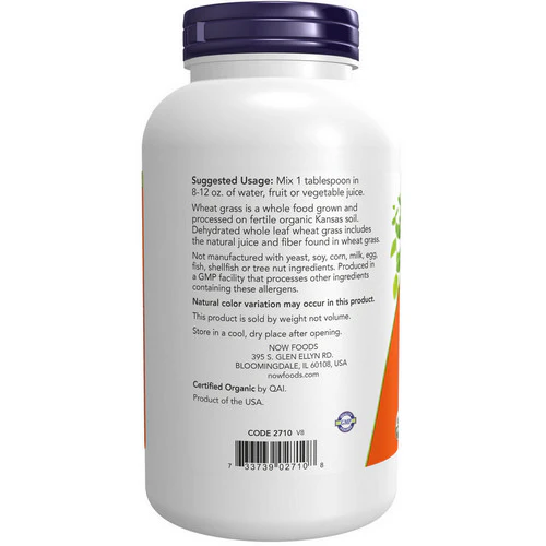 Now Foods, Organic Wheat Grass Powder, POWDER, 9 Oz - Image 3