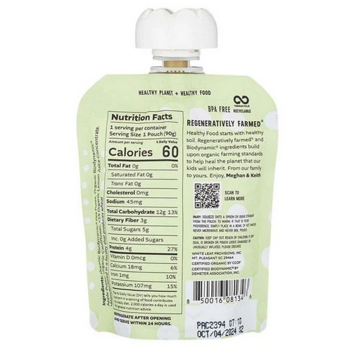 White Leaf Provisions, Organics Elevated Biodynamic Puree, 3.17 Oz (Case Of 6) - Image 2