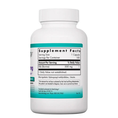 Nutricology/ Allergy Research Group, Ox Bile, 500 mg, 100 Caps - Image 2