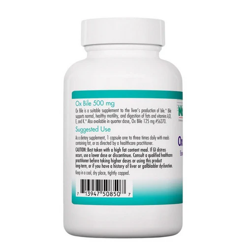 Nutricology/ Allergy Research Group, Ox Bile, 500 mg, 100 Caps - Image 3