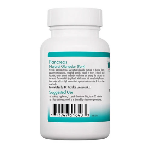 Nutricology/ Allergy Research Group, Pancreas Natural Glandular - Pork, 60 Caps - Image 2