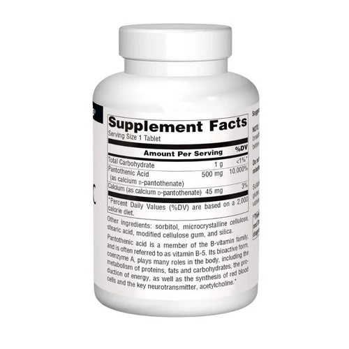 Source Naturals, Pantothenic Acid, 500 mg, 250 Tabs - Image 2