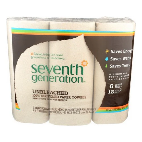 Seventh Generation, Paper Towels Unbleached, 6 Roll(Case Of 4)