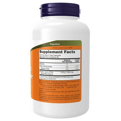 Now Foods, Prebiotic Inulin Fiber, 180 VegCaps - Image 2