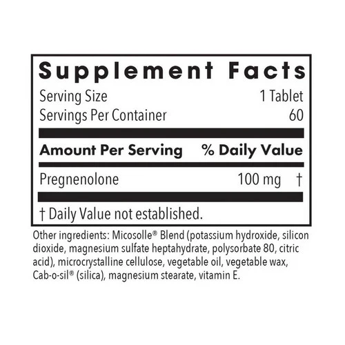 Nutricology/ Allergy Research Group, Pregnenolone Micronized Lipid Matrix, 100 Mg, 60 Tabs - Image 2