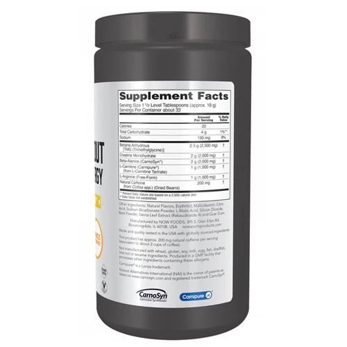 Now Foods, Pre-Workout Advanced Energy Powder, 600 Grams - Image 2