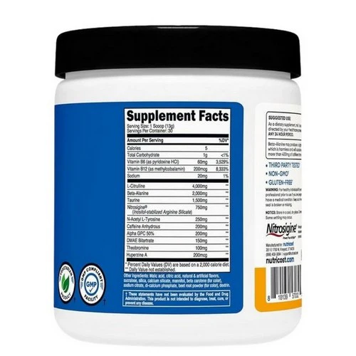 Nutricost, Preworkout Complex Peach Mango, 30 Serving - Image 2