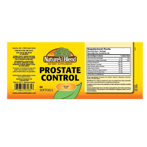 Nature's Blend, Prostate Control With Pumpkin Seed, 60 Softgels - Image 2