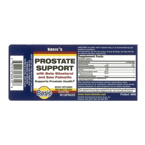 Basic Vitamins, Prostate Support, 60 Capsules - Image 2