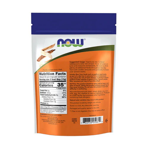 Now Foods, Whole Psyllium Husk, 1 Lb - Image 2