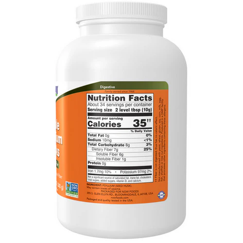 Now Foods, Psyllium Husk Whole, 12 Oz - Image 2