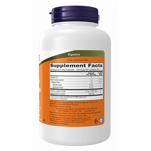 Now Foods, Psyllium Husk, 700 Mg, 180 Veg Caps - Image 2
