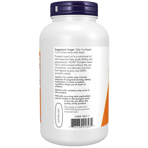 Now Foods, Pumpkin Seed Oil, 1000 mg 200 Softgels - Image 3