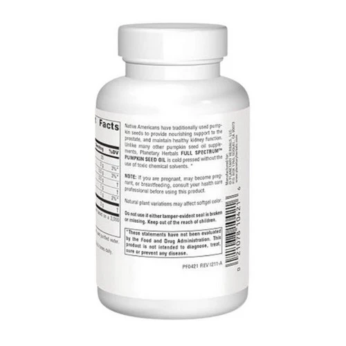 Planetary Herbals, Pumpkin Seed Oil, Full Spectrum, 1000 mg, 45 Caps - Image 3