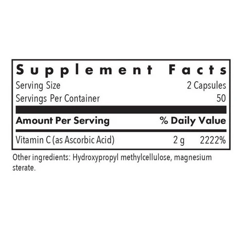 Nutricology/ Allergy Research Group, Pure Vitamin C Ascorbic Acid, 100 Veg Caps - Image 2