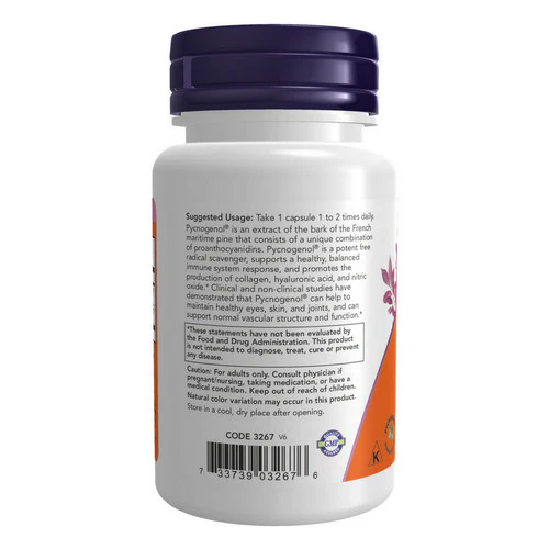 Now Foods, Pycnogenol, 100 mg, 60 Veg Caps - Image 3