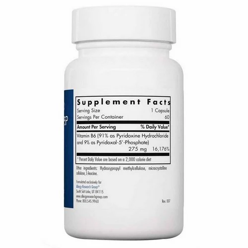 Nutricology/ Allergy Research Group, Pyridoxine P5P Vitamin B6, 60 Veg Caps - Image 3