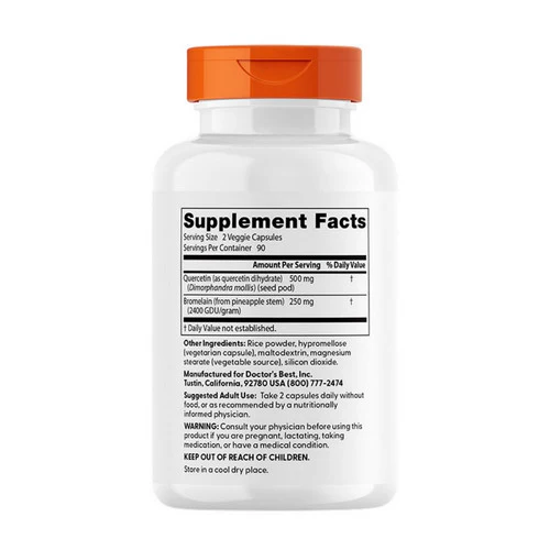 Doctors Best, Quercetin Bromelain, 180 Veggie Caps - Image 2