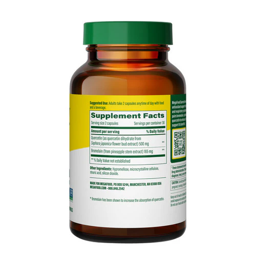 MegaFood, Quercetin With Bromelain, 60 Capsules - Image 3