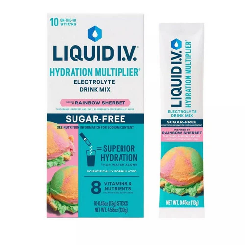 Liquid I.V, Rainbow Sherbet Hydration Multiplier Sugar Free, 10 Count - Image 2