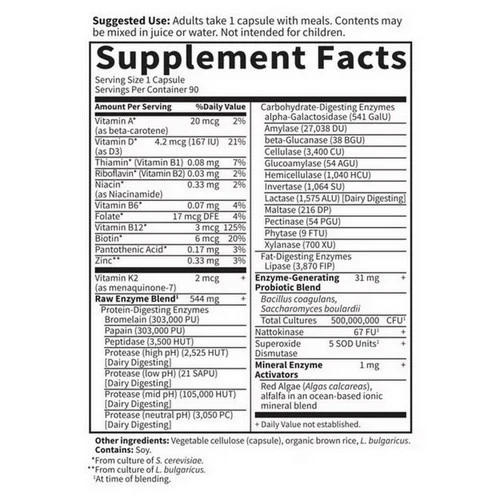 Garden of Life, RAW Enzymes Women, 90 caps - Image 2