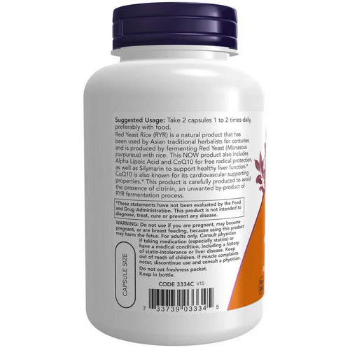 Now Foods, Red Yeast Rice with CoQ10, 120 Veg Caps - Image 3