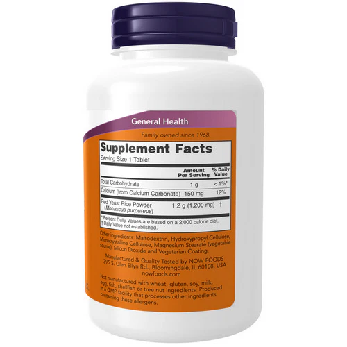 Now Foods, Red Yeast Rice Extract, 1200 mg, 120 Tabs - Image 2