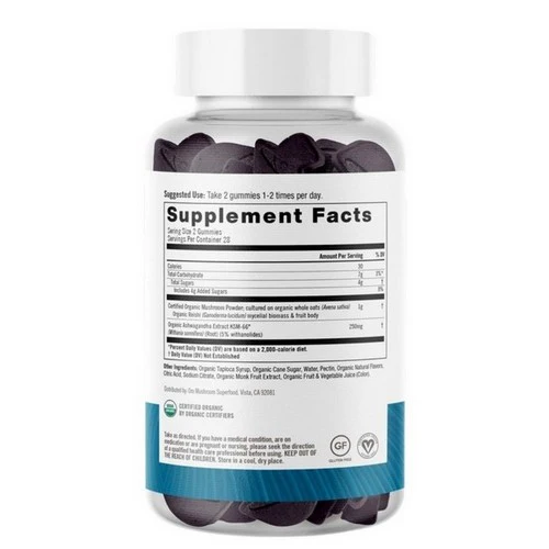 Om Mushrooms, Relax Mushroom Blueberry Gummies, 56 Gummies - Image 3