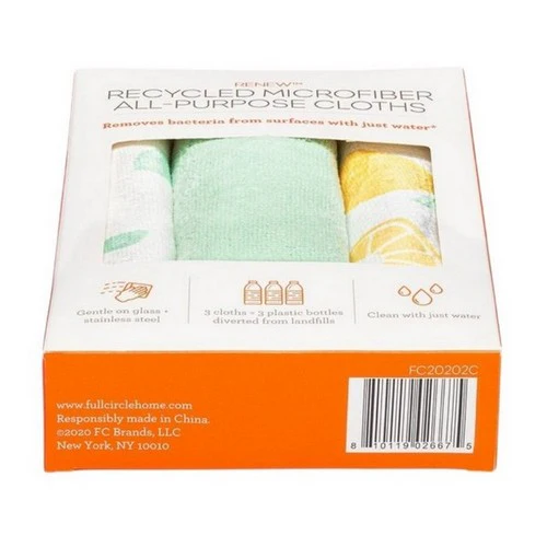 Full Circle Home, Renew Recycled Microfiber All-Purpose Cloths Citrus Print, 3 Count (Case Of 6) - Image 2
