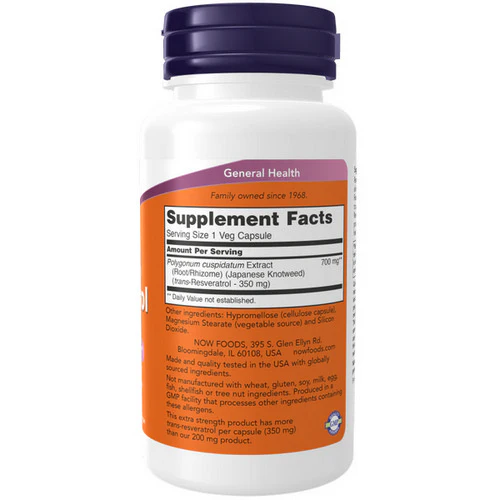 Now Foods, Resveratrol, 350 mg, 60 Veg Caps - Image 2