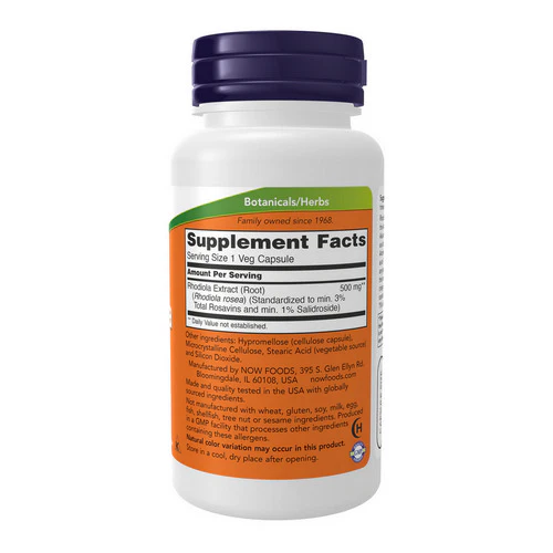 Now Foods, Rhodiola, 500 mg, 60 Vcaps - Image 2
