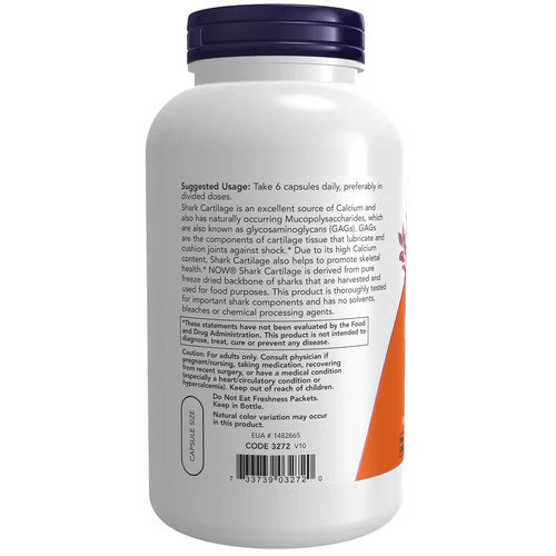 Now Foods, Shark Cartilage, 750 mg, 300 Caps - Image 3