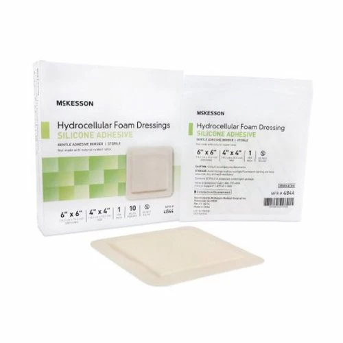 McKesson, Foam Dressing 6 X 6 Inch With Border Film Backing Silicone Gel 4844, Case Of 20