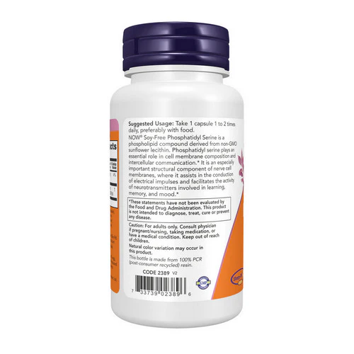 Now Foods, Soy-Free Phos Serine, 150 Mg, 60 Veg Caps - Image 3