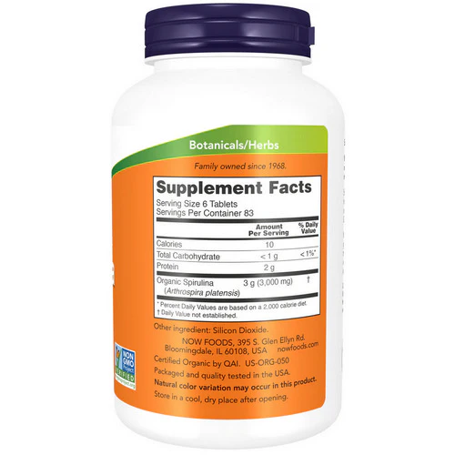 Now Foods, Spirulina, 500 mg, 500 Tabs - Image 2