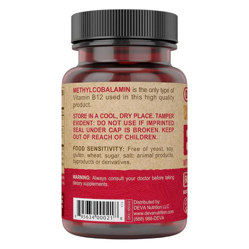 Deva Vegan Vitamins, Vegan Vitamin B-12, 90 Tabs - Image 3