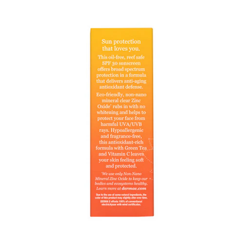 Derma e, Sun Defense Clear Zinc Sunscreen SPF30 Face, 2 Oz - Image 2