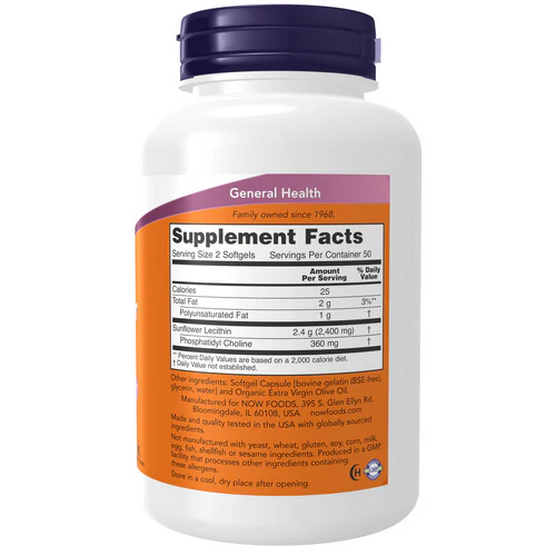 Now Foods, Sunflower Lecithin, 100 Softgels - Image 2