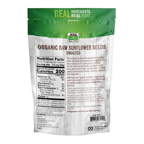 Now Foods, Organic Sunflower Seeds Raw & Unsalted, 16 oz. - Image 2