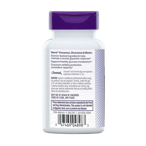 Natrol, Super Cinnamon, 60 Tabs - Image 2