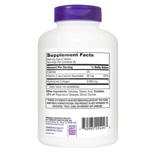 21st Century, Super Collagen + Vitamin C, 180 Tabs - Image 3