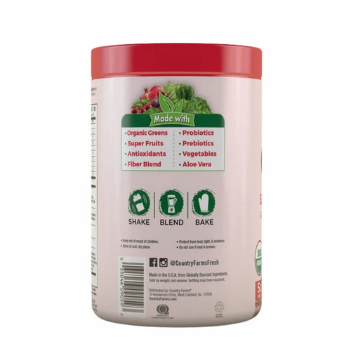Country Farms, Super Green Drink Mix Berry, 10.6 Oz - Image 2