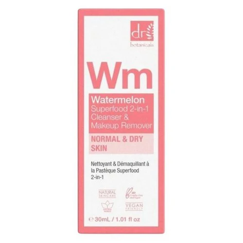 Dr Botanicals, Superfood 2-In-1 Cleanser And Makeup Remover, Watermelon 1.01 Oz