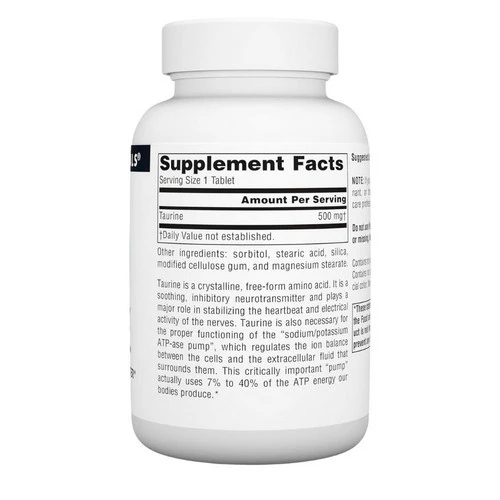 Source Naturals, Taurine, 500 mg, 120 Tabs - Image 2