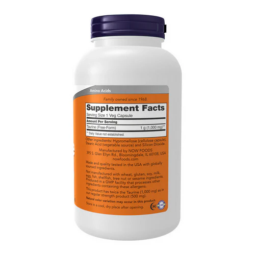 Now Foods, Taurine Double Strength, 1000 mg, 250 caps - Image 2