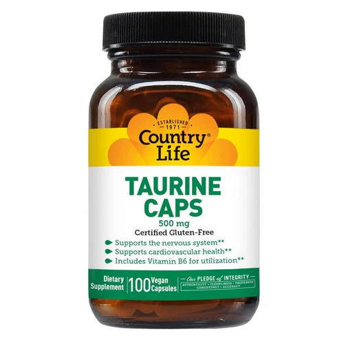Country Life, Taurine with B-6, 500 MG, 100 Caps