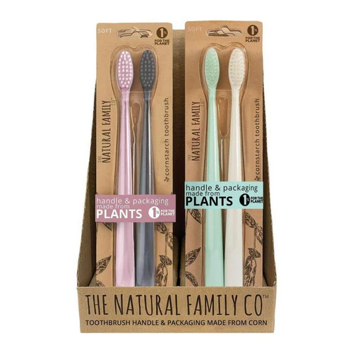 The Natural Family Co, Toothbrush Twin Pack Soft Assorted Colours, 2 Pieces