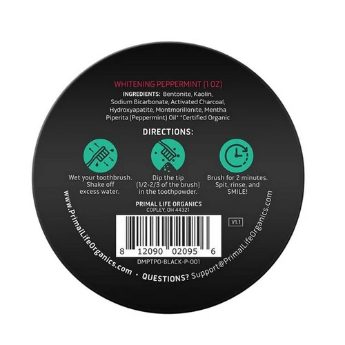 Primal Life Organics, Toothpowder Black Peppermint, 1 Oz - Image 2